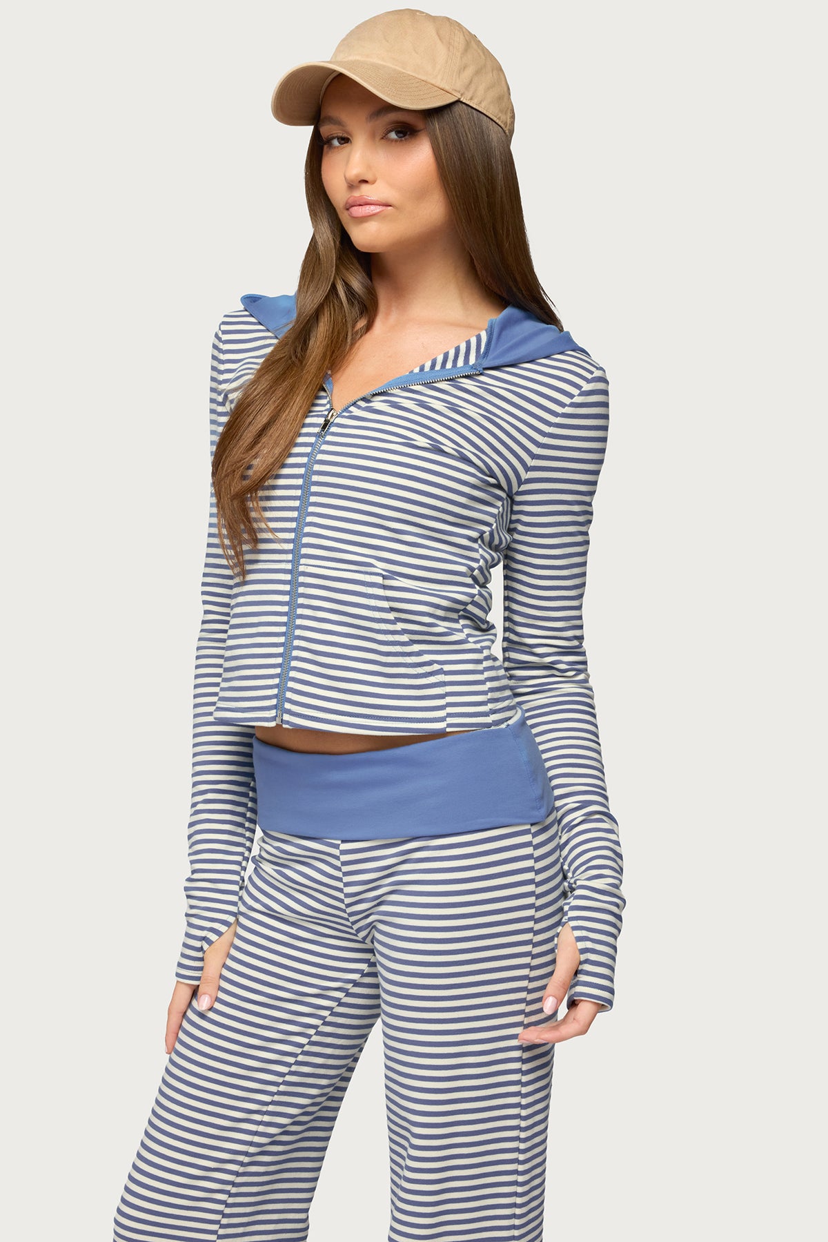Meggy Striped Zip Up Hoodie