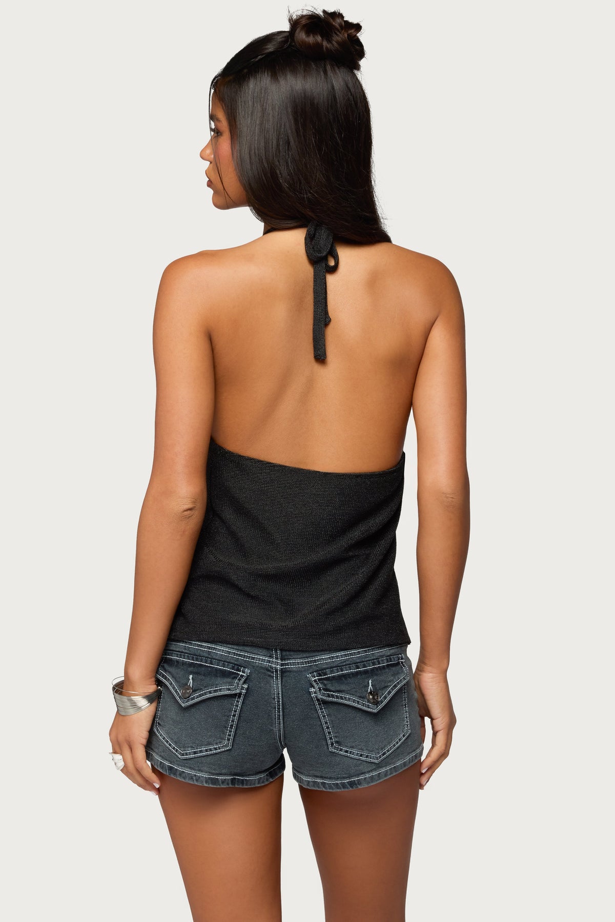 Stasia Sparkly Knit Split Front Top