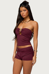 Rusana Swirl Cutout Strapless Top