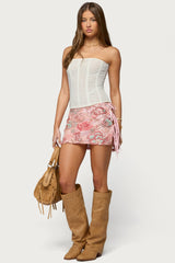 Bead & Sequin Side Tie Mini Skirt