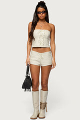 Wilde Lace Up Faux Leather Shorts