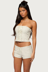 Wilde Lace Up Faux Leather Corset