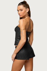 Jessica Cupped Faux Leather Strapless Top