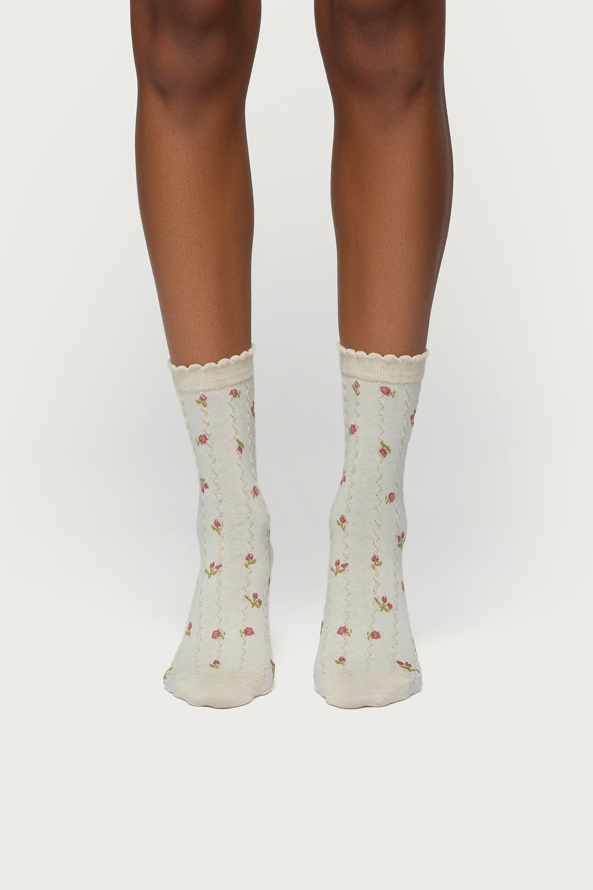 Embroidered Rose Socks