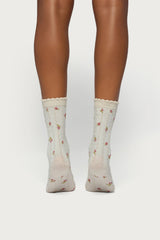 Embroidered Rose Socks