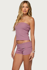 Monikah Striped Built In Bra Tube Top