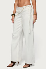 Button Foldover Low Rise Baggy Jeans