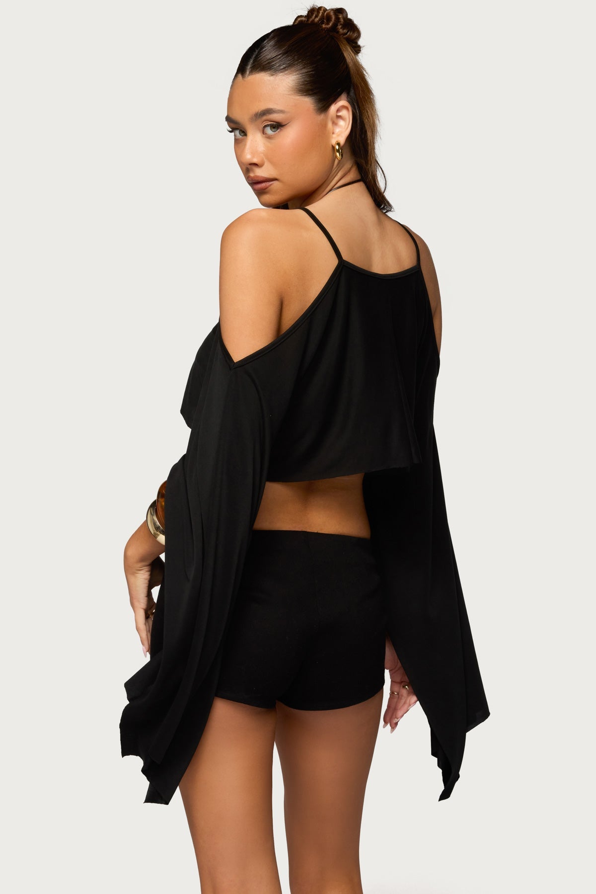 Ivanna Cutout Cape Cropped Top