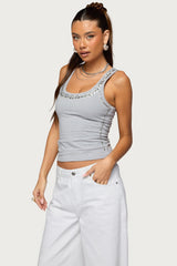 Studded Built In Bra Tank Top