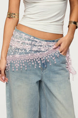 Sparkle Floral Sheer Lace Waist Scarf