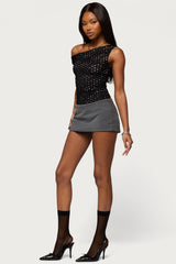 Off Shoulder Lace Polka Dot Top