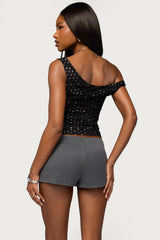 Off Shoulder Lace Polka Dot Top