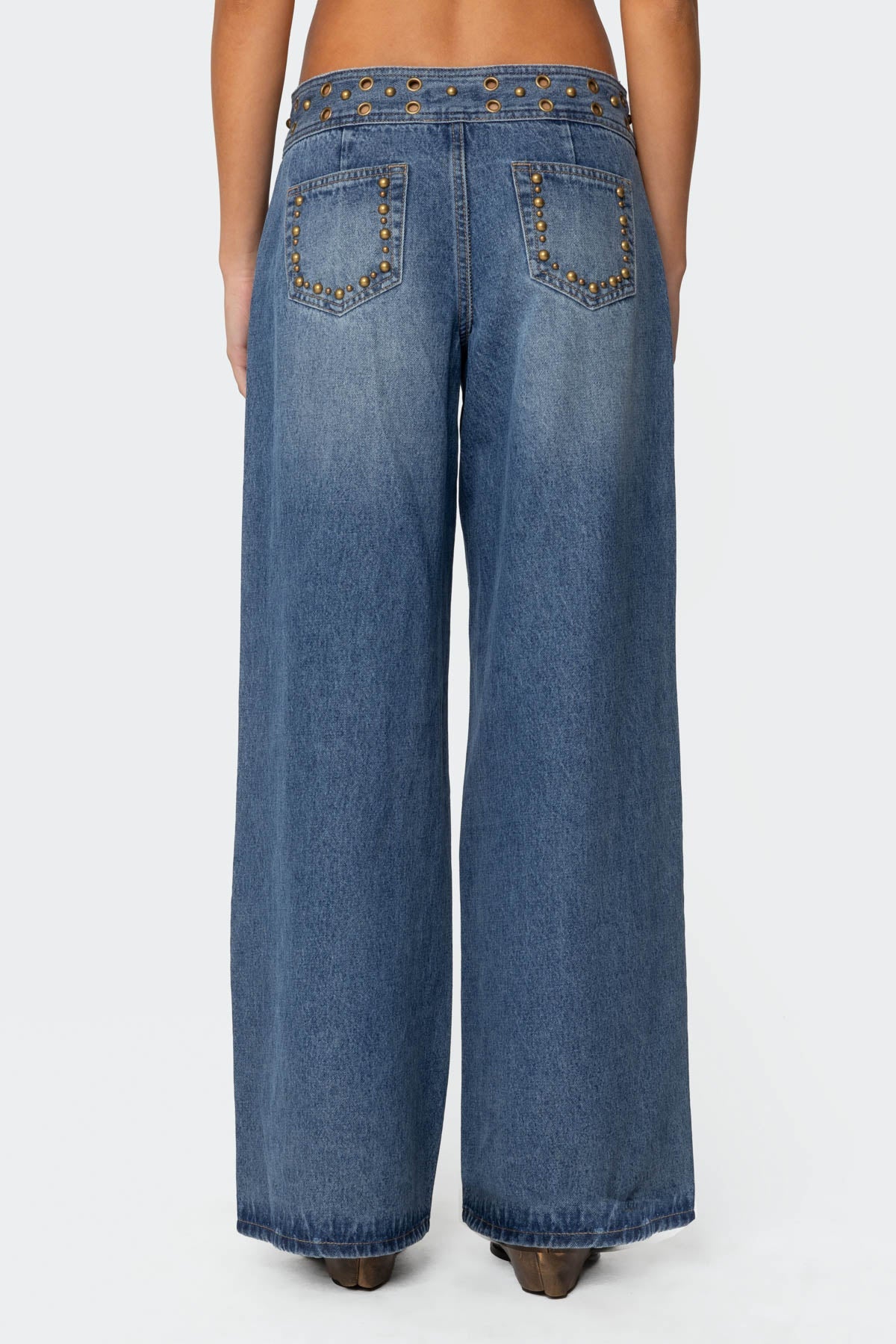 Stud & Grommet Low Rise Baggy Jeans