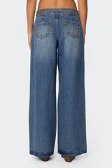 Stud & Grommet Low Rise Baggy Jeans