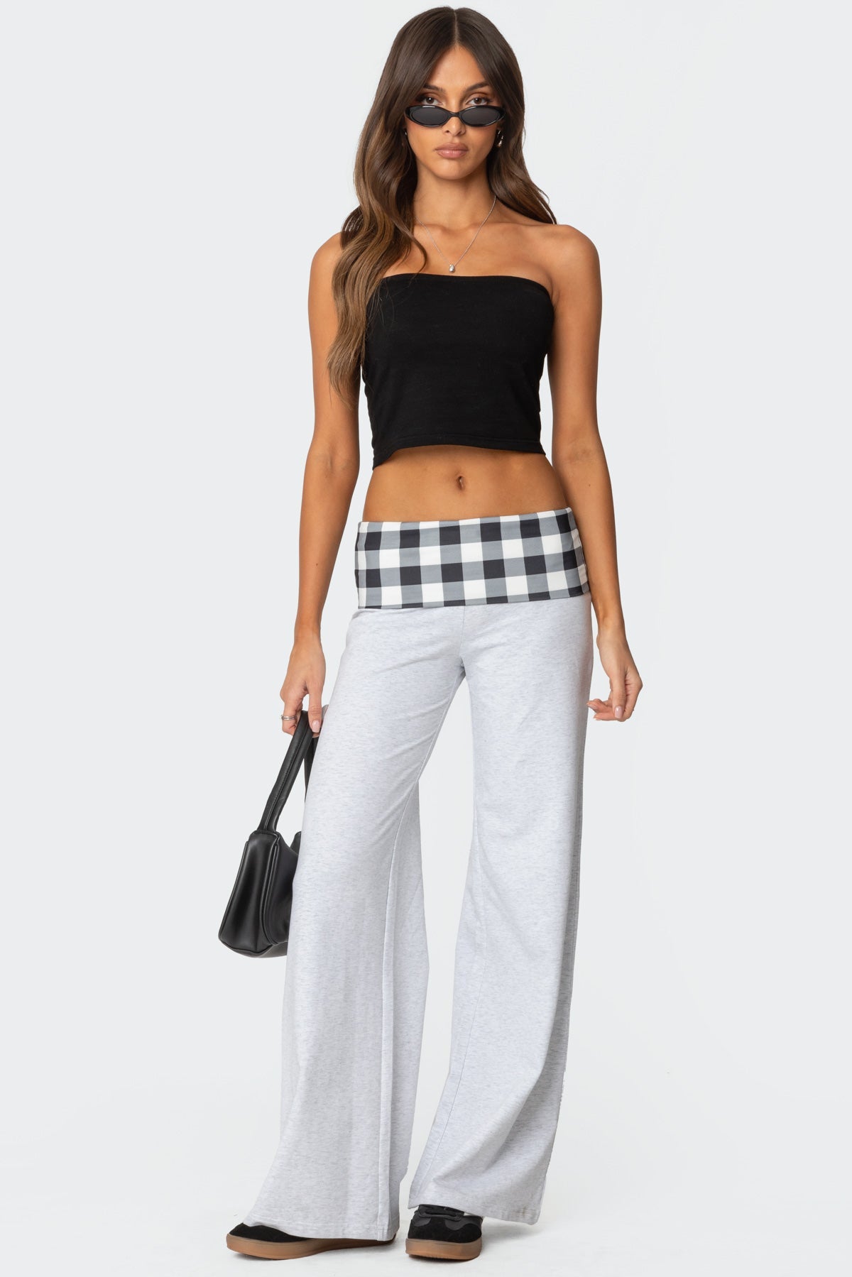 Beth Gingham Fold Over Trousers