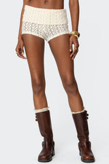 Rye Sheer Textured Foldover Shorts