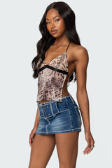 Ziena Leopard Printed Backless Top