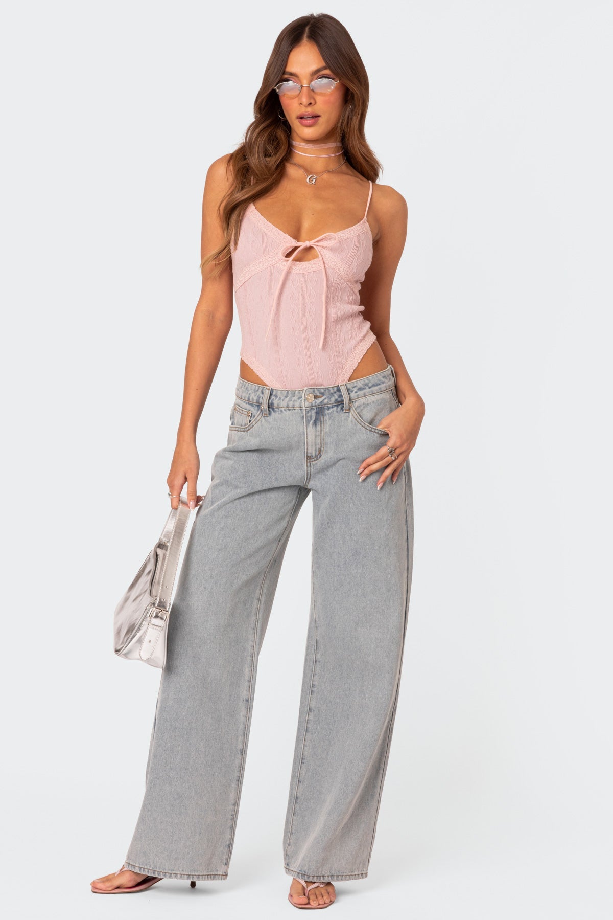 Bow Pocket Low Rise Baggy Jeans