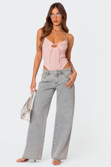 Bow Pocket Low Rise Baggy Jeans