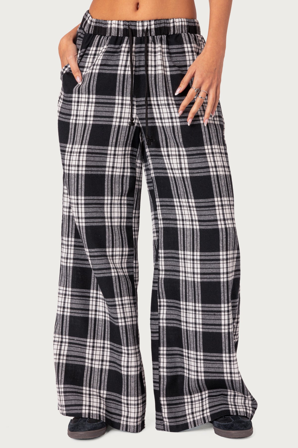 Lounge Around Plaid Wide Leg Trousers