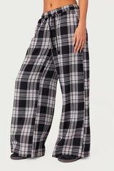 Lounge Around Plaid Wide Leg Trousers