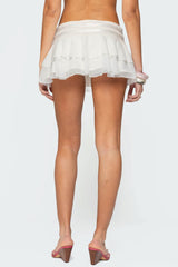 Double Belt Ruffled Chiffon Mini Skort