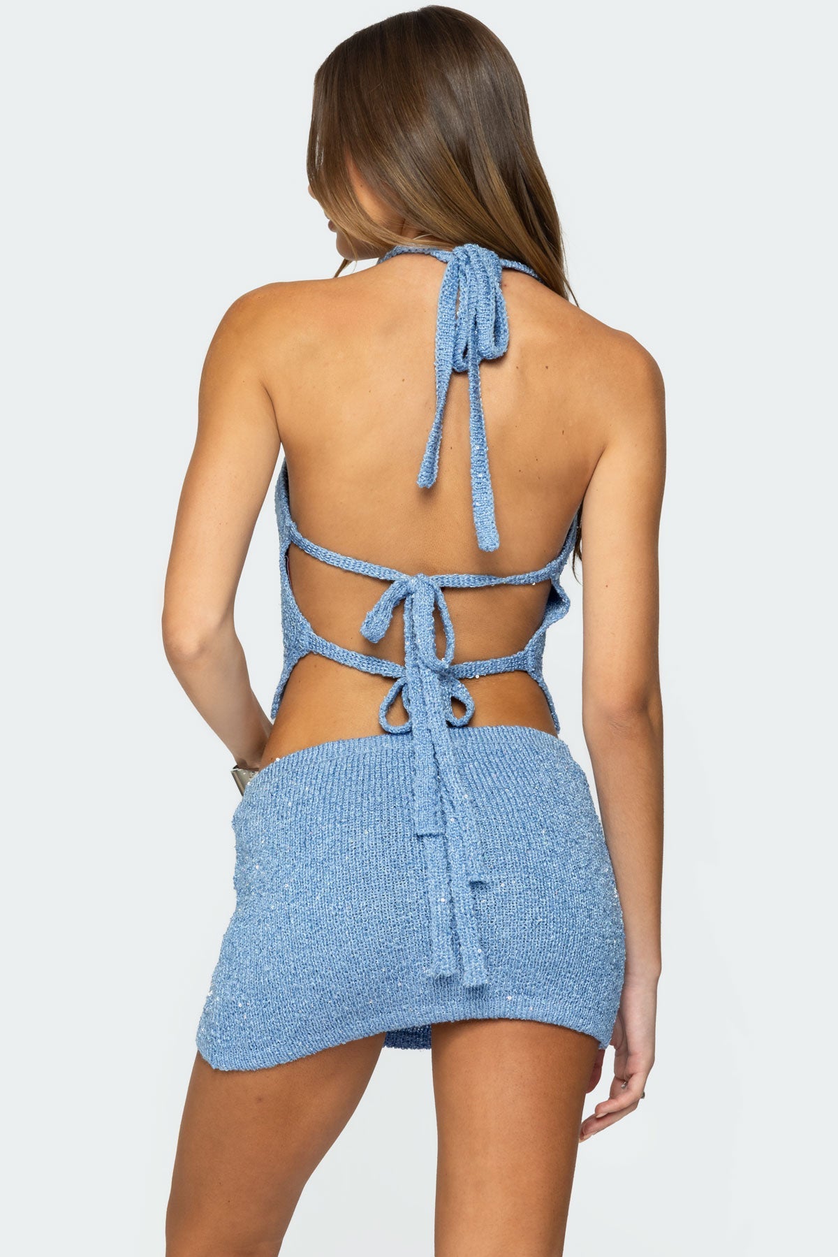 Shaylee Sequin Knit Backless Top