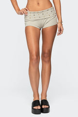 Studded Foldover Micro Shorts