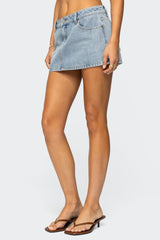 Lace Hearts Denim Mini Skirt