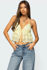 Zephi Split Front Ruffled Top