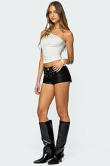 Grommet Faux Leather Micro Shorts