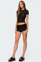 Rye Sheer Textured Foldover Shorts