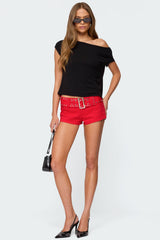 Studded Belt Denim Micro Shorts