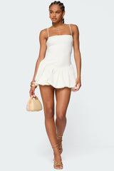 Ribbed Bubble Skirt Mini Dress