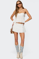 Dora Eyelet Flared Mini Skirt