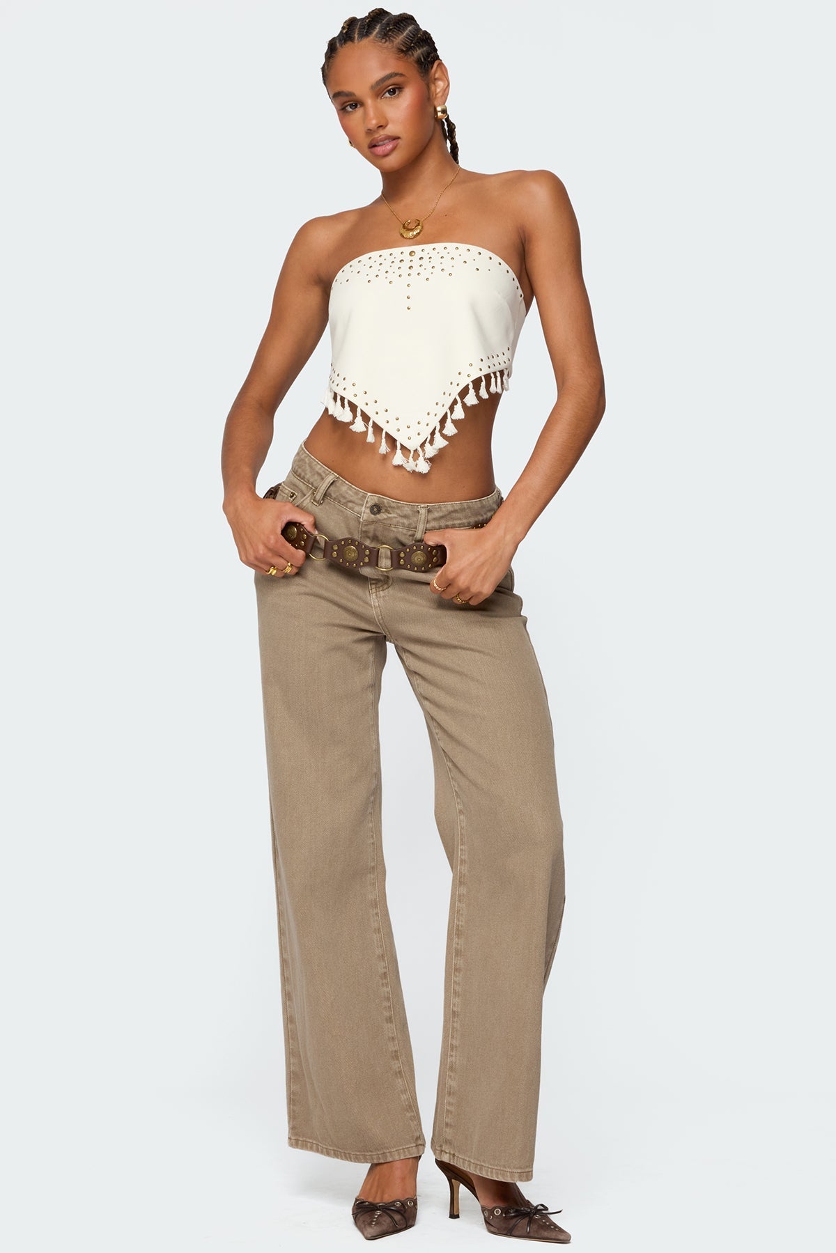 Stud & Tassel Handkerchief Top