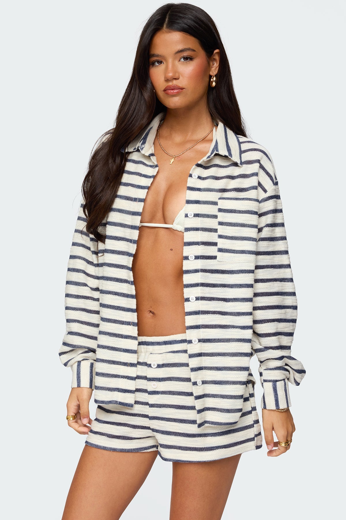 Collins Oversized Striped Button Up Shirt