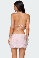 Nelley Backless Beaded Sequin Chiffon Top