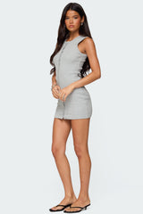 Rey Button Up Ribbed Mini Dress
