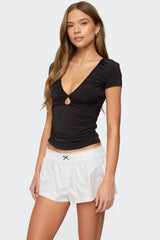 Burkley Keyhole Gathered Top