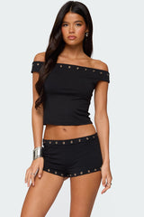 Neriah Grommet Off Shoulder Top