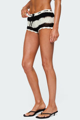 Tesia Contrast Crochet Shorts