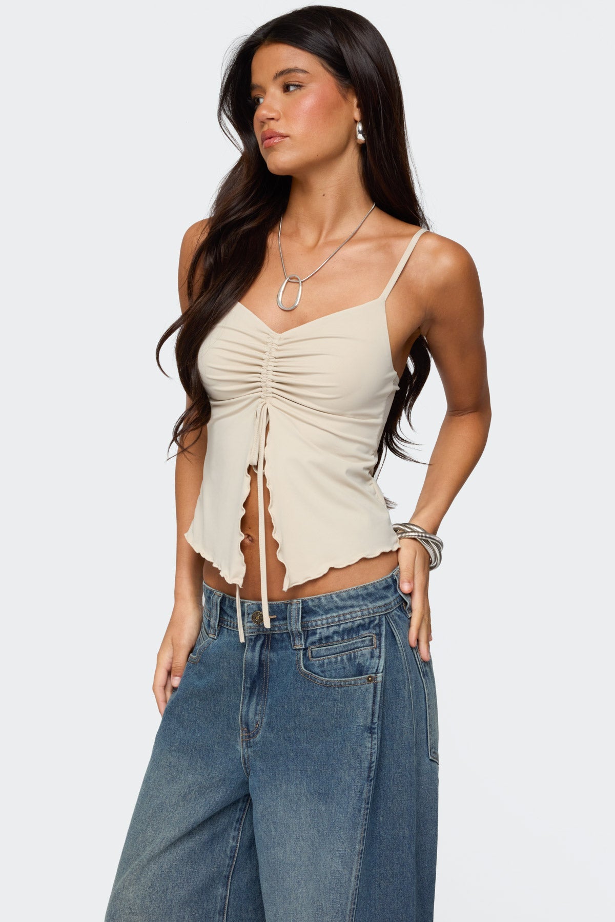 Landon Drawstring Split Front Top