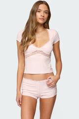 Arcadia Lacey V Neck Top