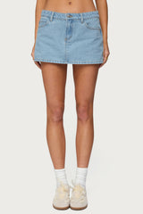 Eyelet Bows Denim Mini Skirt