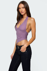 Rhett Asymmetric Hem Halter Top