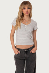 Kady Striped Henley T Shirt