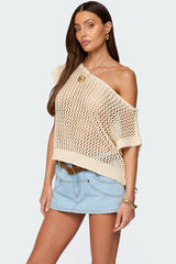 Trix Off Shoulder Open Knit Top