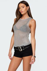 Amalya Shiny Sheer Knit Top
