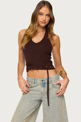 Kez Belted Knit Halter Top